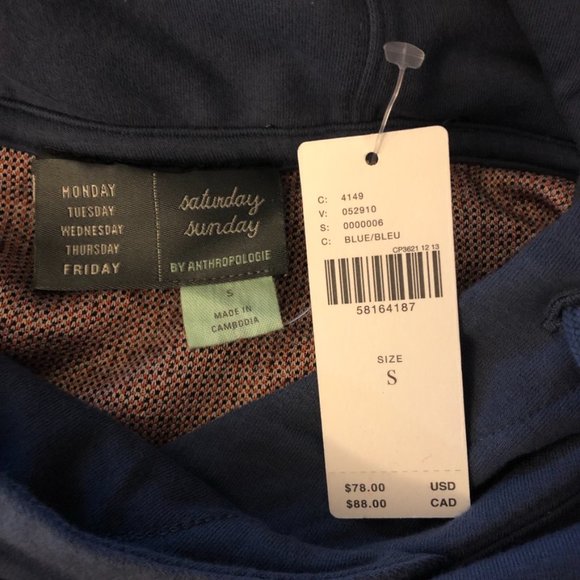 Anthropologie NWT Saturday Sunday Tweed Hoodie SzS - Picture 7 of 9
